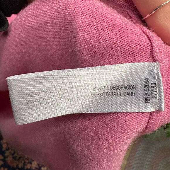 Women's Vintage Plus Size Caroline Taylor Pink Sweater with Neck Tie size 1X - Picture 7 of 8